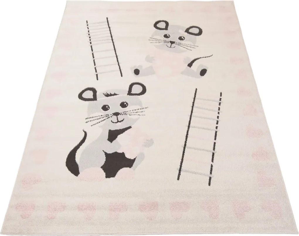Detský kusový koberec Happy M MYŠKY - ružový