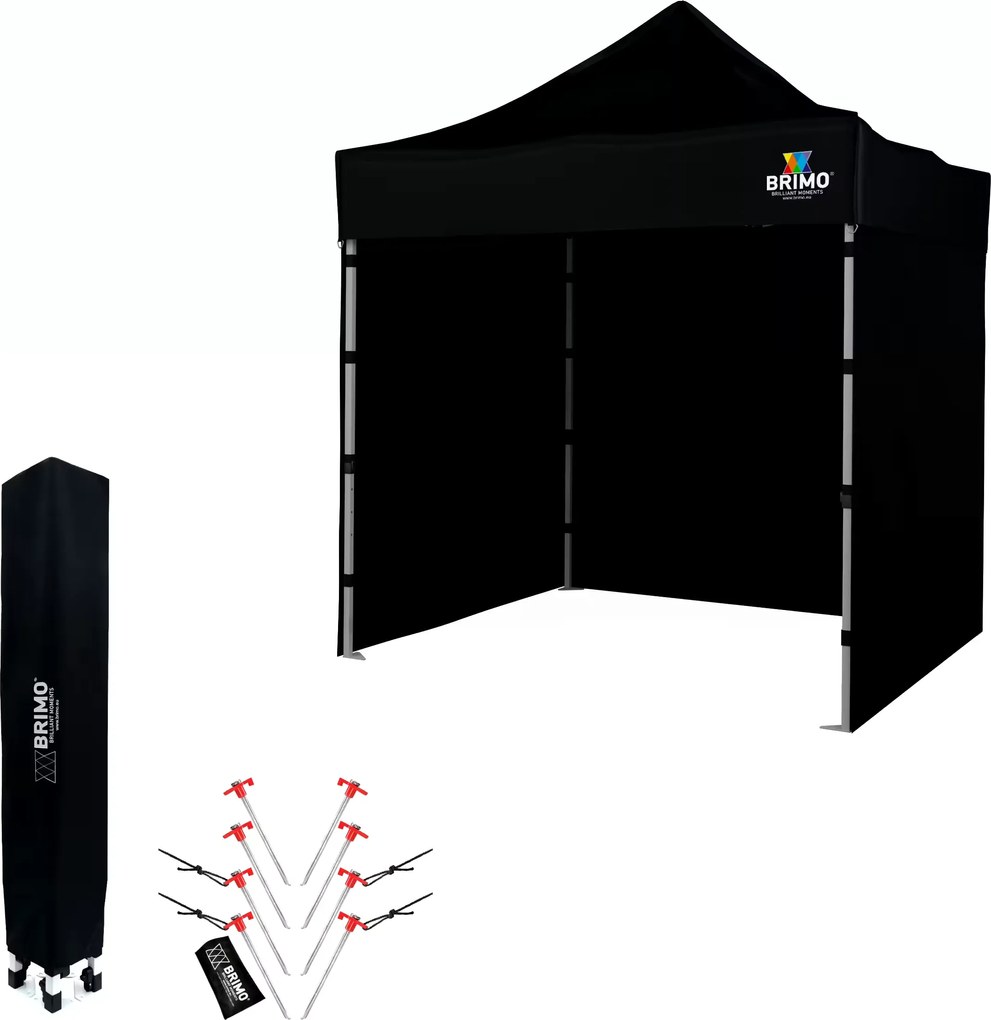 BRIMO Nožnicový Altánok 2x2 m Oceľ | Profi Zázemie Postavené za 45 s. - s 3 stenami - Čierna 6