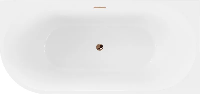 Mexen Mia, voľne stojaca rohová vaňa pravá 140 x 75 cm, biela/čierna, prepad ružové zlato, 52691407575P-60