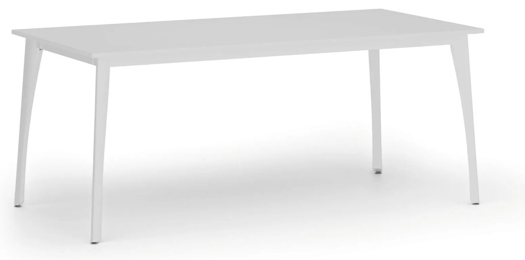 Rokovací kancelársky stôl PRIMO OMEGA, 180x90 cm, biela podnož, biela