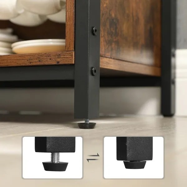 Komoda FIRA s posuvnými dvierkami, hnedá/čierna