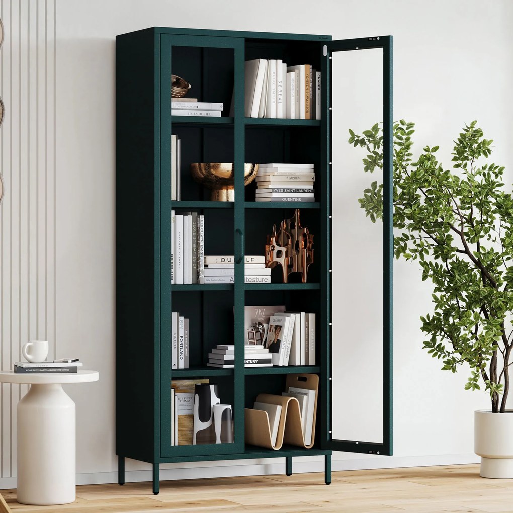 Vitrína ANGELO, 800 x 1850 x 450 mm, Modern: fľaškovo zelená