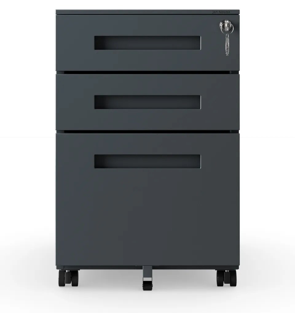 Antracitový úložný box pod písací stôl, 390x600x500 mm: KATE