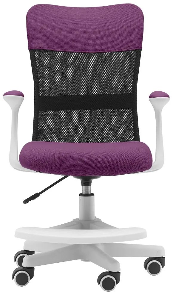 Detská stolička Neoseat MONKEY WHITE s podnožou — látka, biela / fialová