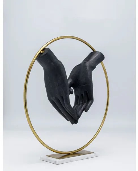 Elements Heart Hand dekorácia srdce čierna/zlatá 62cm