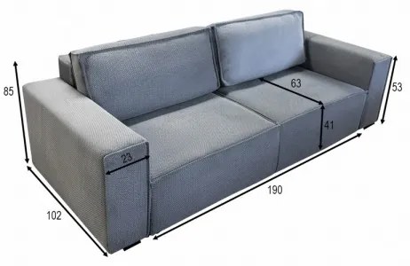 Rozkladacia trojmiestna pohovka s úložným priestorom RONDA sivá