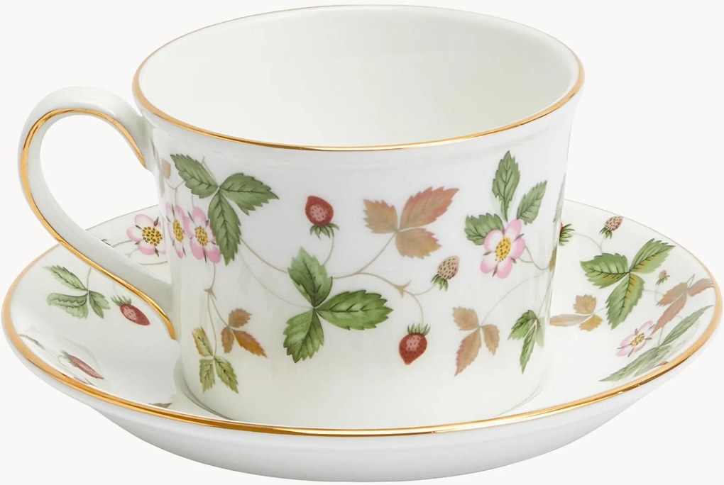Šálka na čaj's podšálkou z jemného kostného porcelánu Wild Strawberry