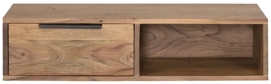 furniture-nabytek.cz - Masívna nástenná polica Auckland z akácie, lakovaná, hnedá – 80×30×20 cm