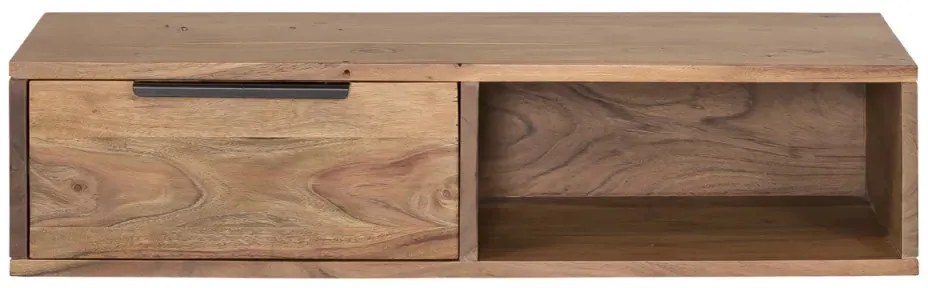 furniture-nabytek.cz - Masivní nástěnná police Auckland z akátu, lakovaná, hnědá – 80×30×20 cm