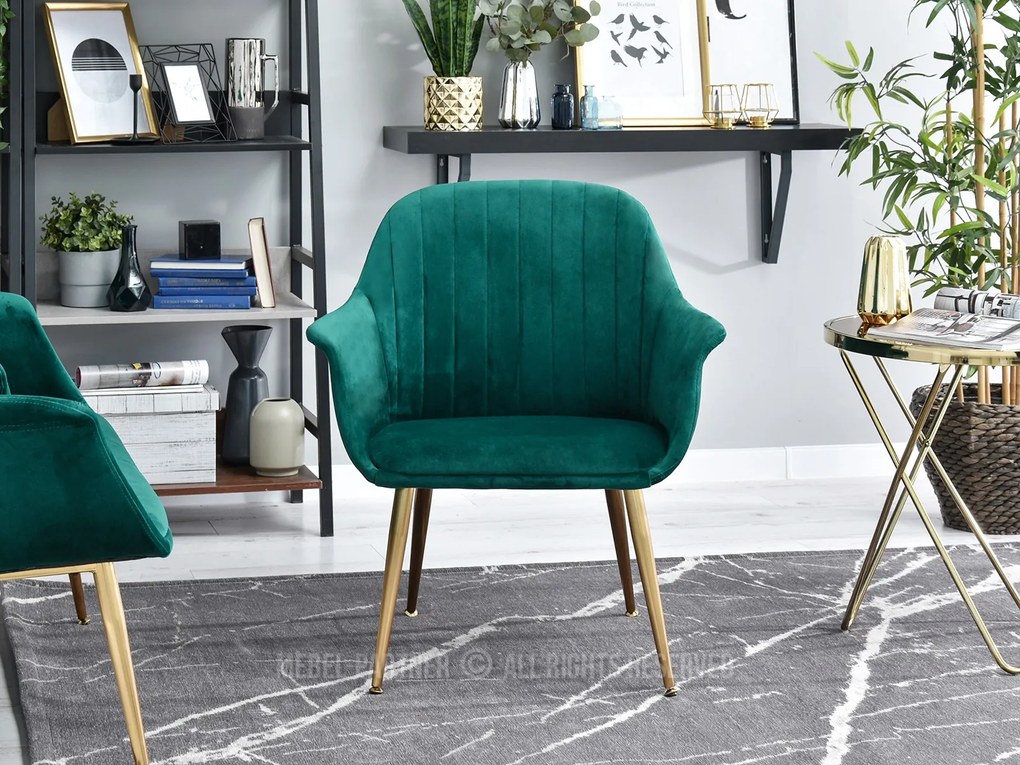 Kreslo Osmol F (zelená + zlatá). Akcia -15%. Vlastná spoľahlivá doprava až k Vám domov. 1110368