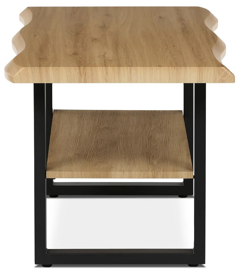 Autronic - Stůl konferenční, 120x60x55 cm, MDF deska, dekor divoký dub, kov, police, černý lak - CT-F4212 OAK AKCE