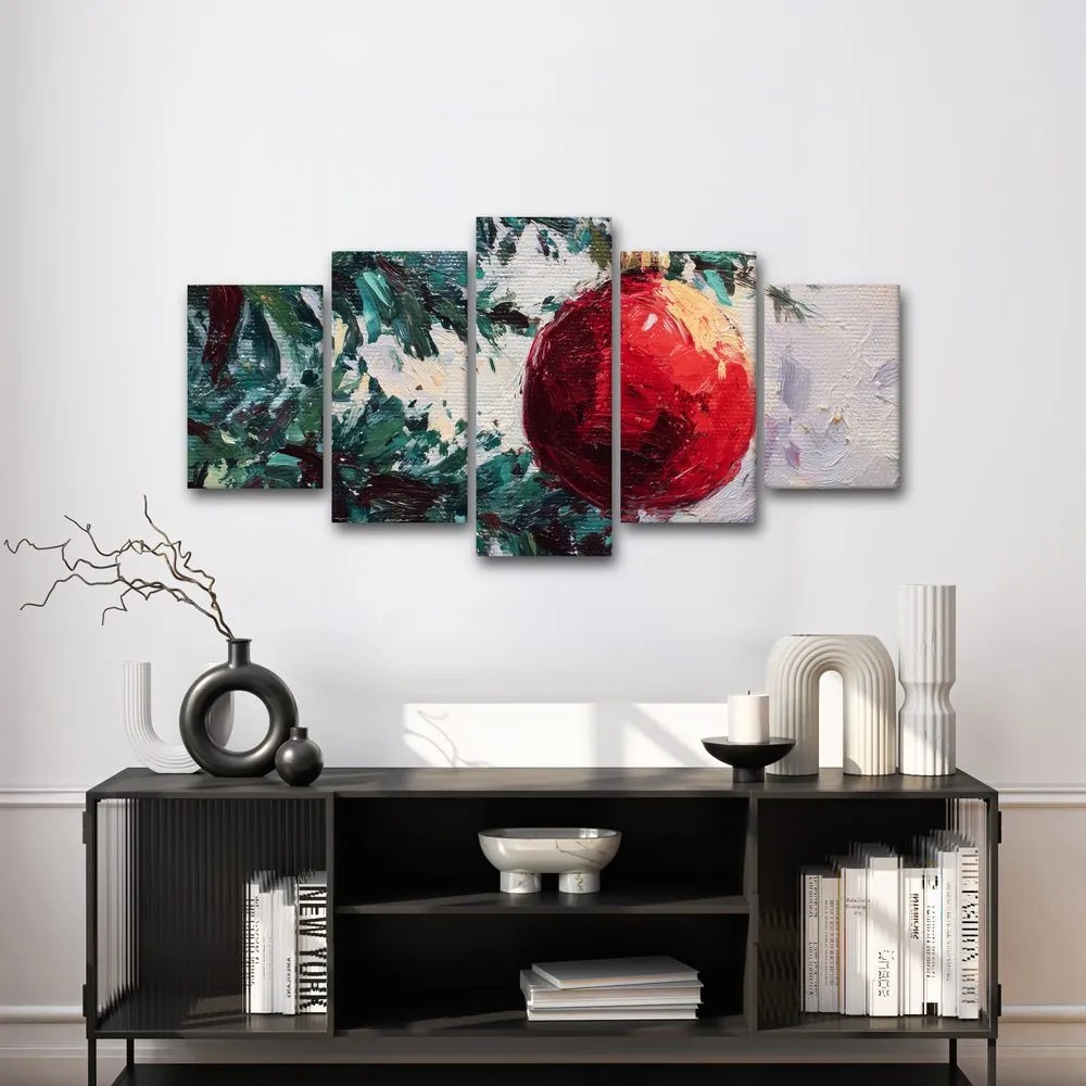 5-dielny obraz detail vianočného stromčeka