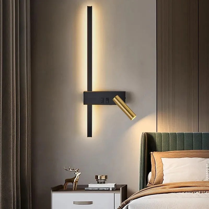 Toolight Toolight, LED nástenné svietidlo 8W 4000K APP1439-W, čierna-zlatá, OSW-02440