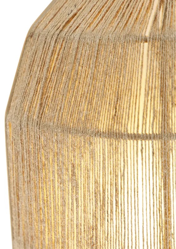 Orientálna nástenná lampa čierna s jutovým lanom - Riki