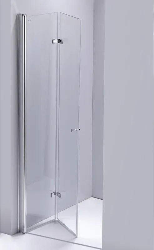 BPS-koupelny Zalamovacie otočné sprchové dvere HYD-JSD01E 120 chrom/transparent pre inštaláciu do niky - bez vaničky