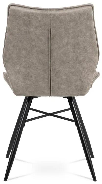 Autronic -  Jedálenská stolička HC-444 LAN3, lanýžová látka vintage, kov čierny matný