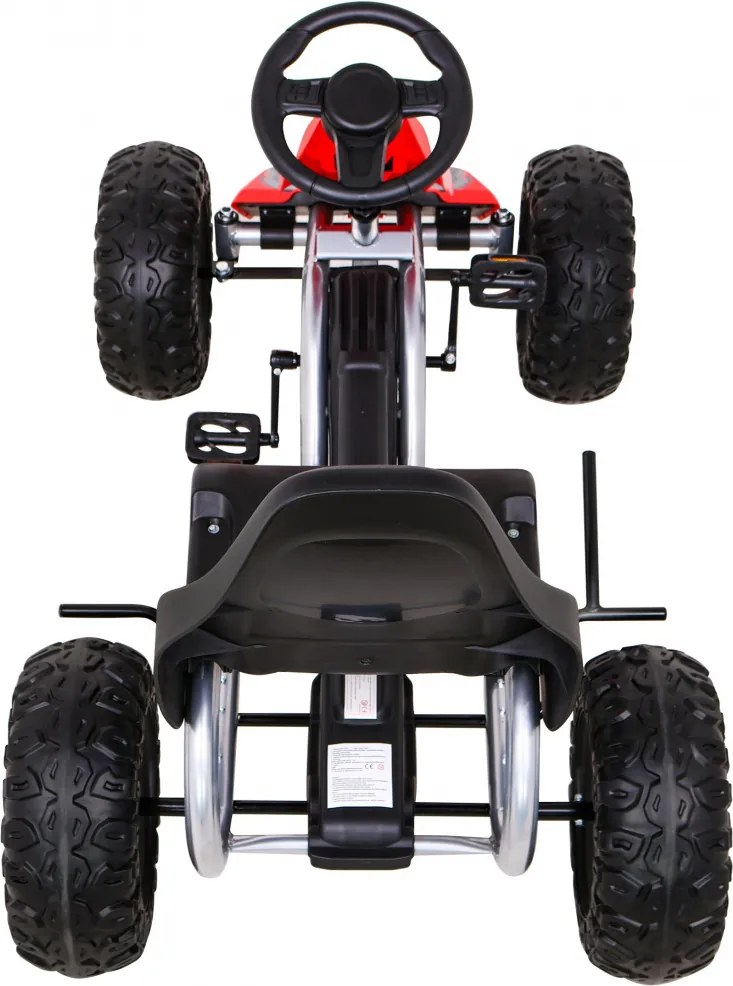 Ramiz Veľká silná detská motokára s pedálmi Červená + 100 kg záťaž + EVA kolesá + Ručná brzda + Športové sedadlo