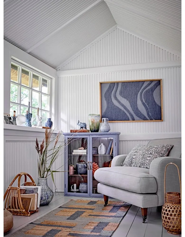 Modrá závesná vitrína z jedľového dreva 81x91 cm Hazem – Bloomingville