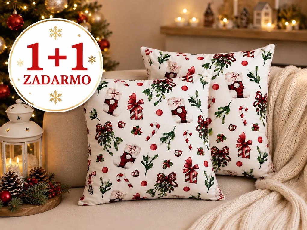 INTERMEDIC SK Obliečka na vankúš Mikulášska čižma 40x40 cm – 1+1 ZADARMO