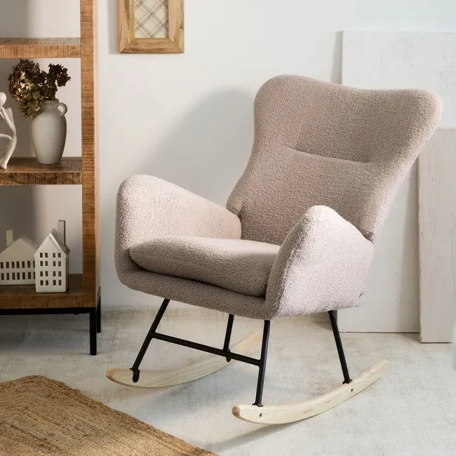 Hojdacie kreslo LUNNIE béžové TEDDY BOUCLÉ 856766