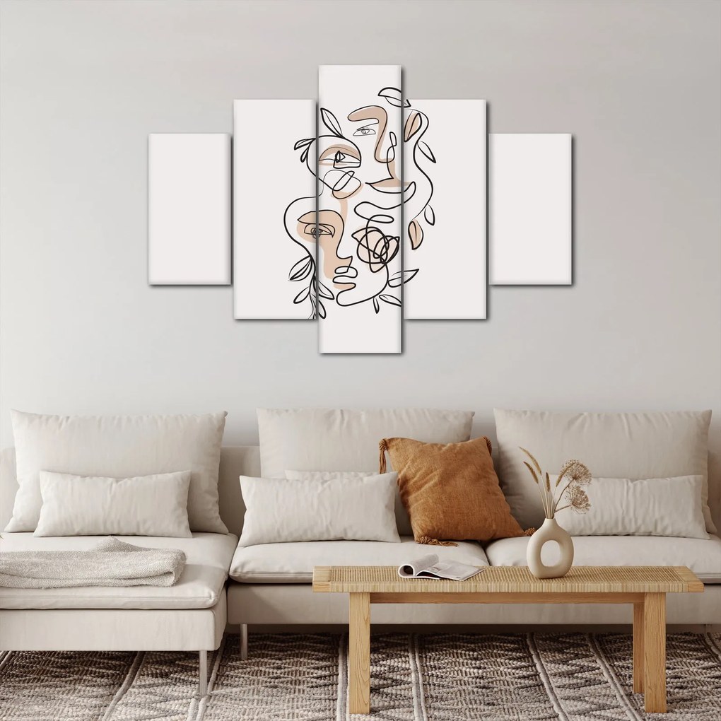 Obraz - Line art tváre (150x105 cm)