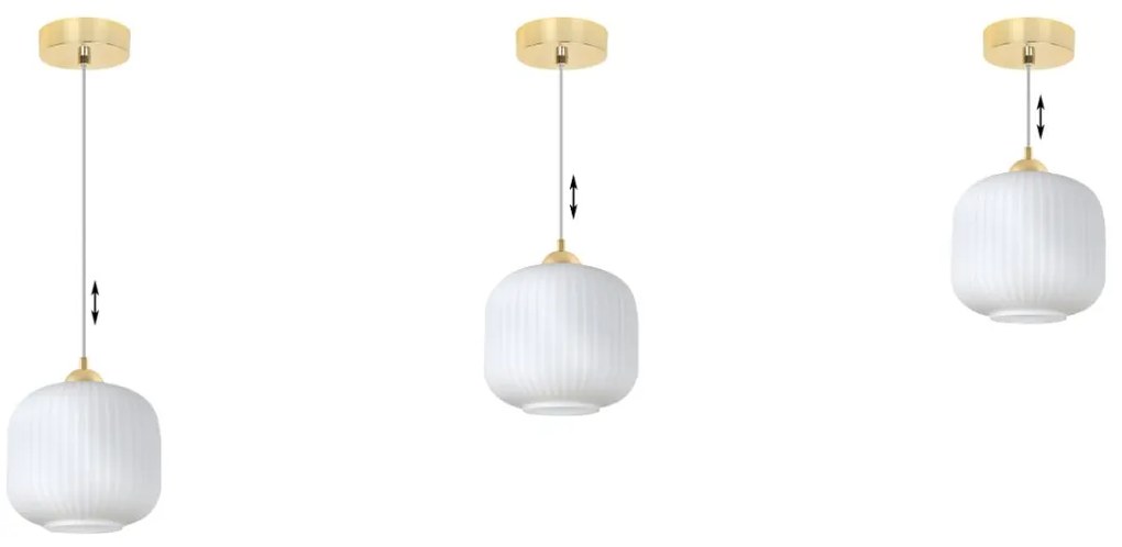 Závesné svietidlo Riffle 2, 1x biele sklenené tienidlo, g