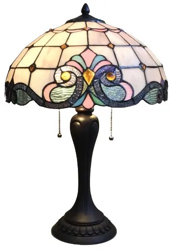 Vitrážna stolná lampa s retiazkami ELECTRA Ø40*60