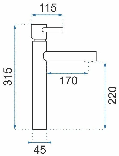 Rea Tess, vysoká umývadlová batéria h-315, zlatá matná, REA-B5660
