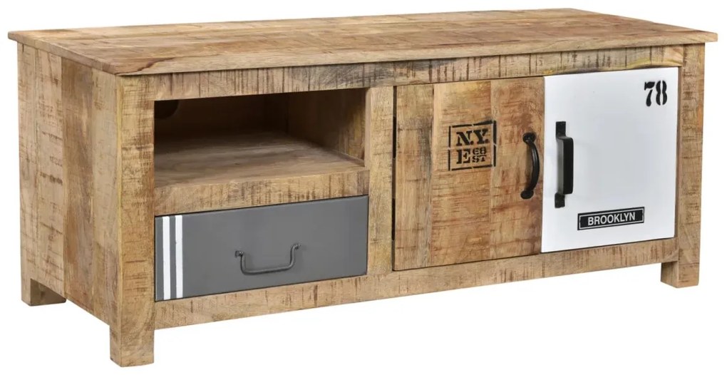 furniture-nabytek.cz - Masívna nástenná skriňa Pune z mangového dreva, lakovaná, prírodná farba