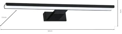 LED Kúpeľňové nástenné svietidlo SHINE LED/13,8W/230V 60 cm IP44 čierne