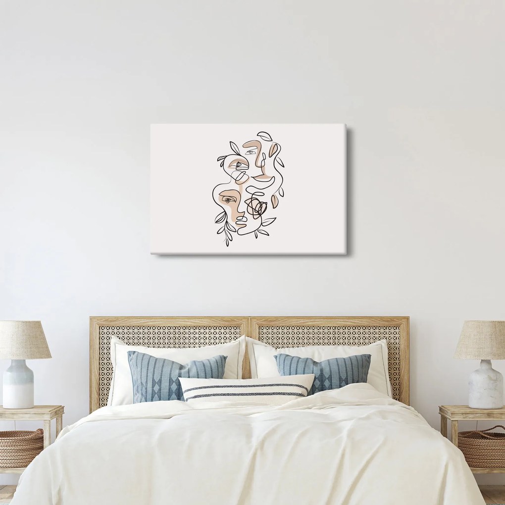 Obraz - Line art tváre (90x60 cm)