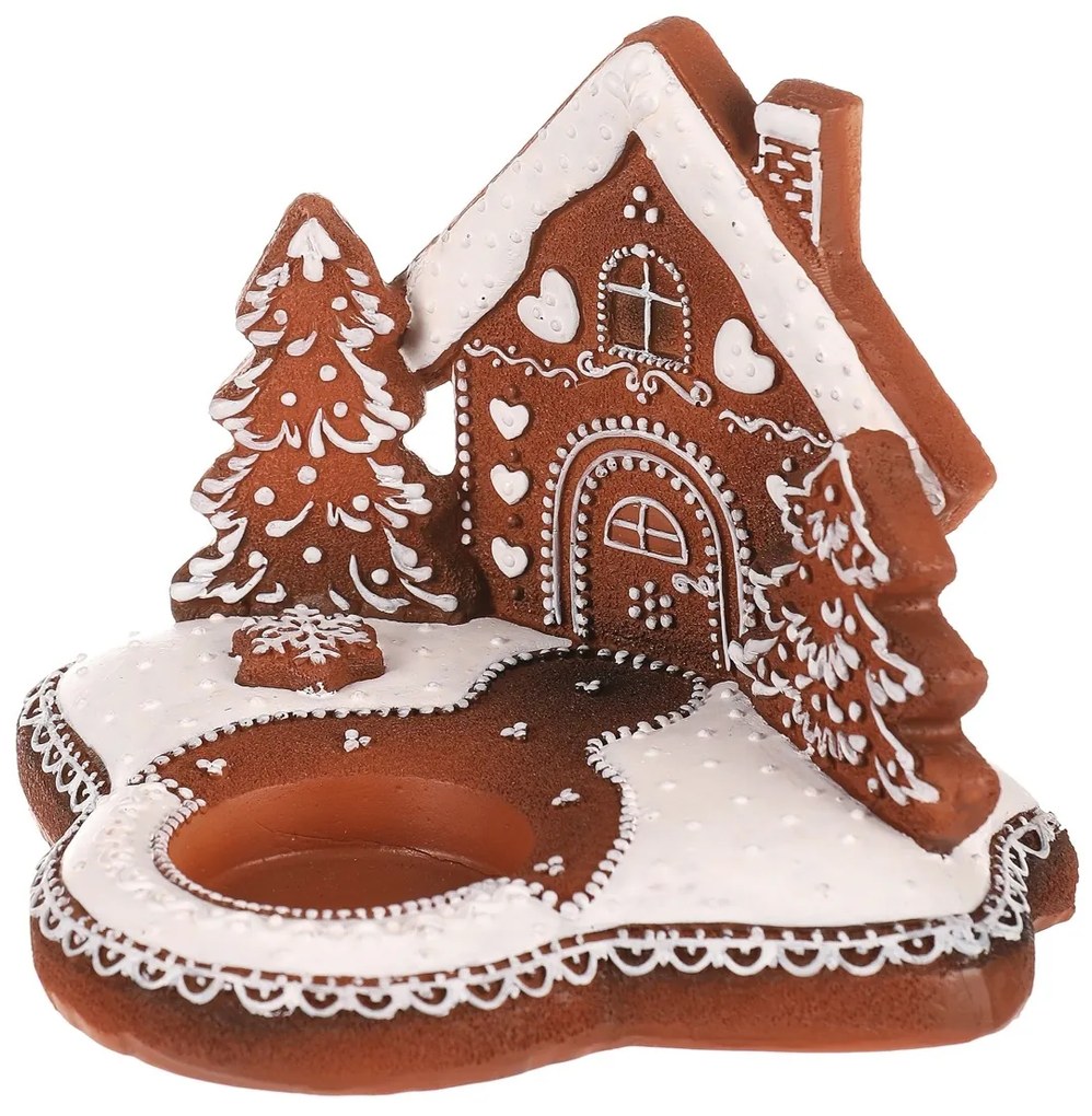 Svietnik Perníkový domček, polyresin, 11 cm