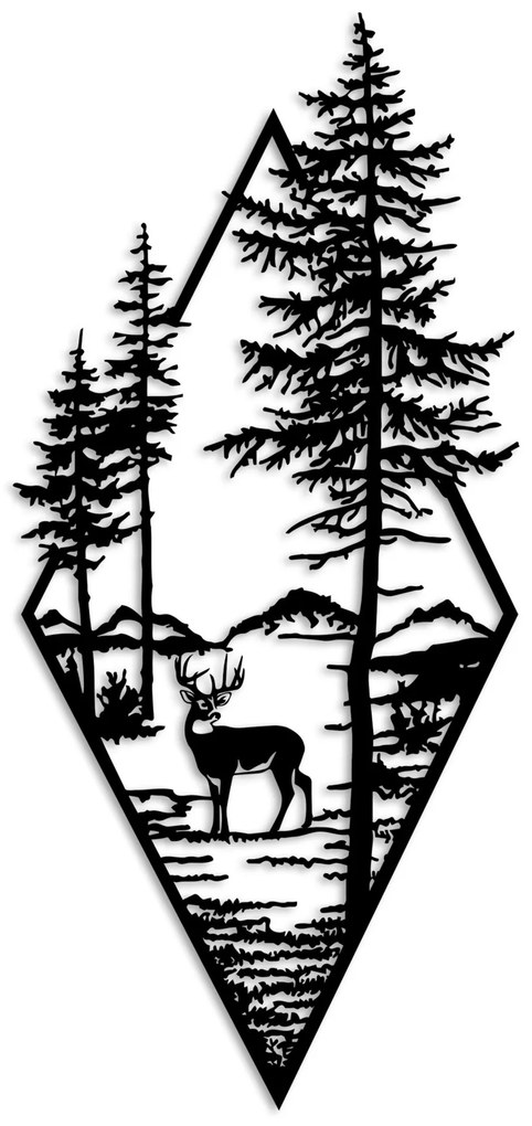 Nástěnná kovová dekorace Deer I. černá