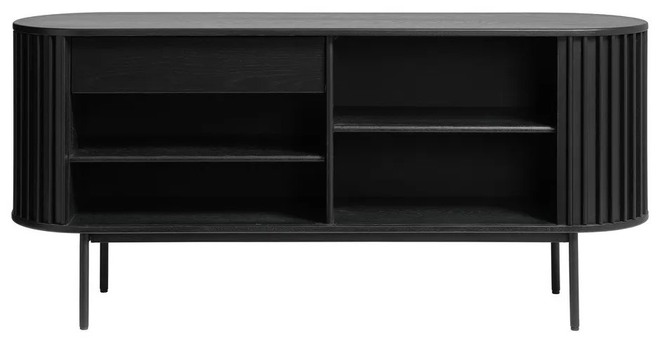 Čierna nízka komoda v dekore duba s posuvnými dverami 73x160 cm Siena – Unique Furniture