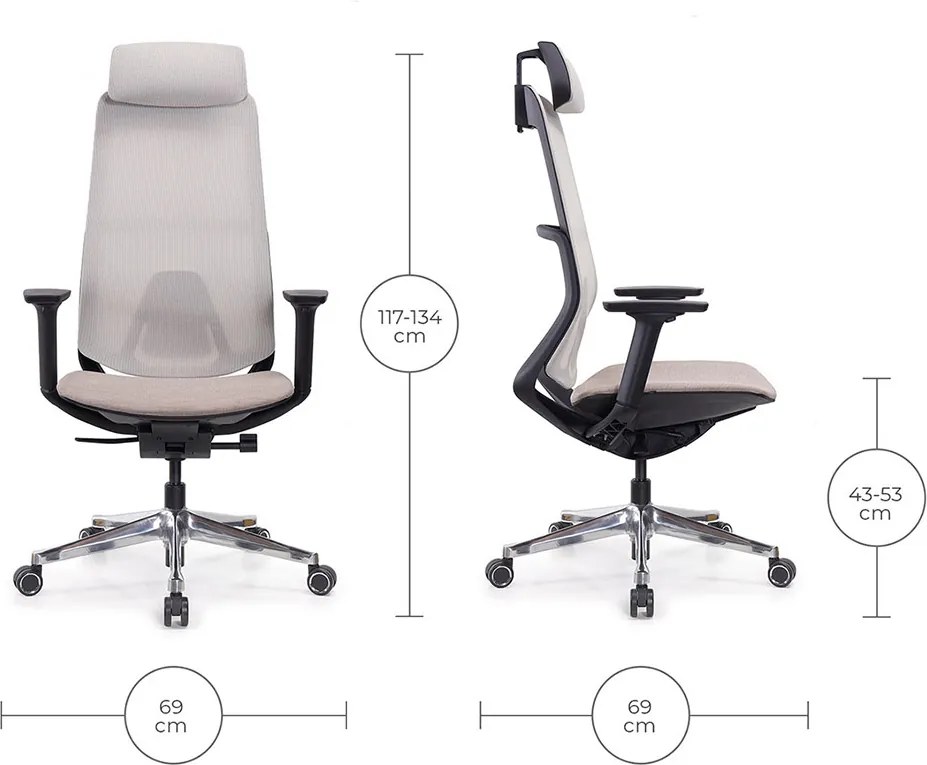 Ergonomická sieťovaná kancelárska stolička MOSH Airflow 406 – béžová