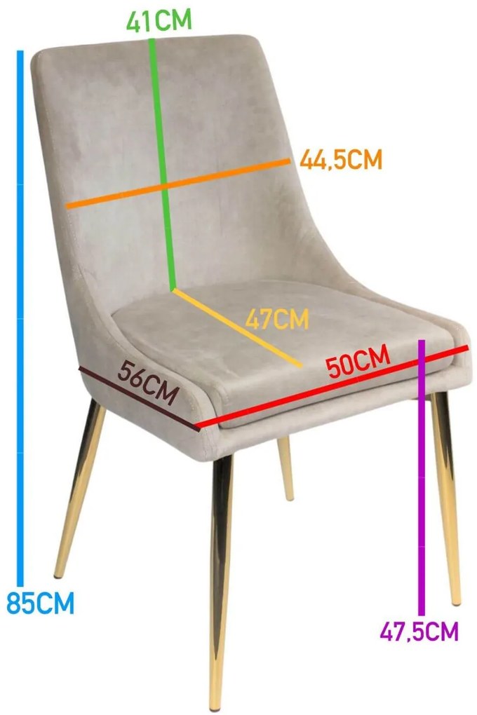 Zlaté jedálenské stoličky ELEGANCE 4ks 85cm