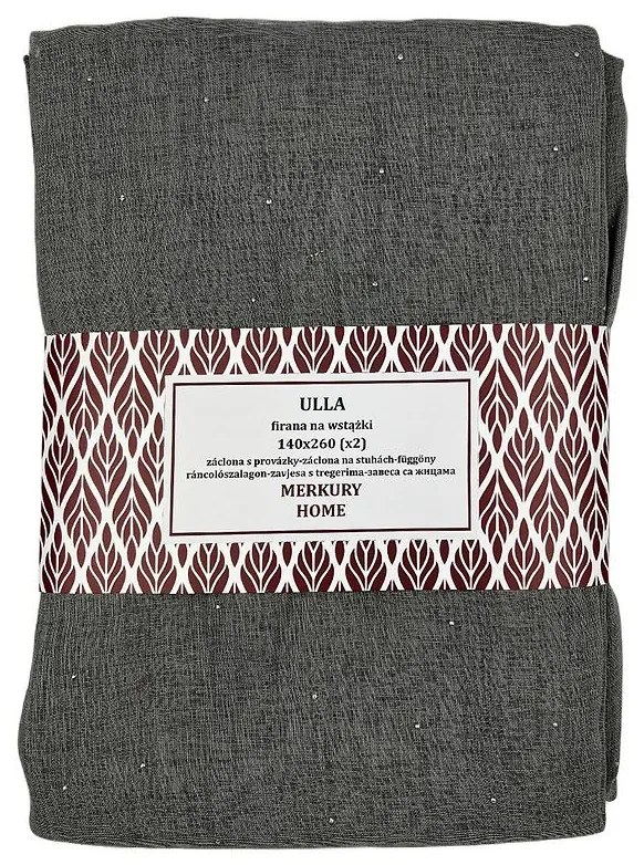 Záclona s provázky Ulla polyester tmavo šedá 140x260 Merkury Home II/22