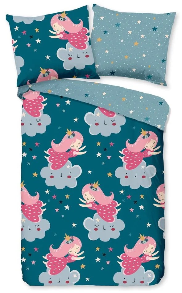 Bavlnené detské obliečky do postieľky v petrolejovej farbe 120x150 cm Princesse – Good Morning