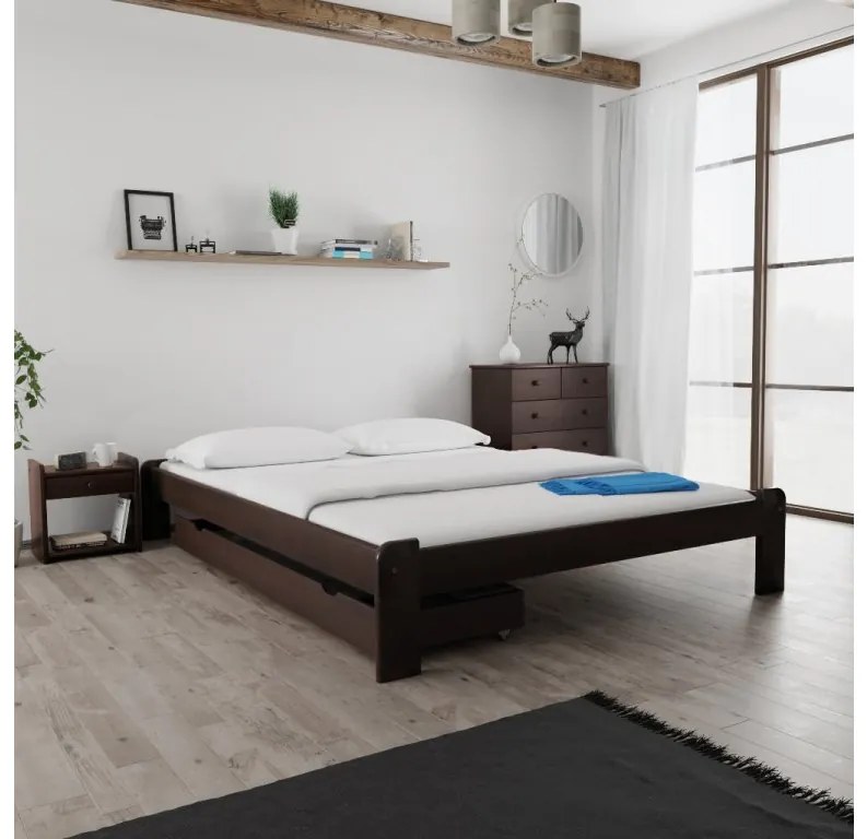 Posteľ Ada 140 x 200 cm, orech Rošt: S latkovým roštom, Matrac: Matrac COCO MAXI 20 cm