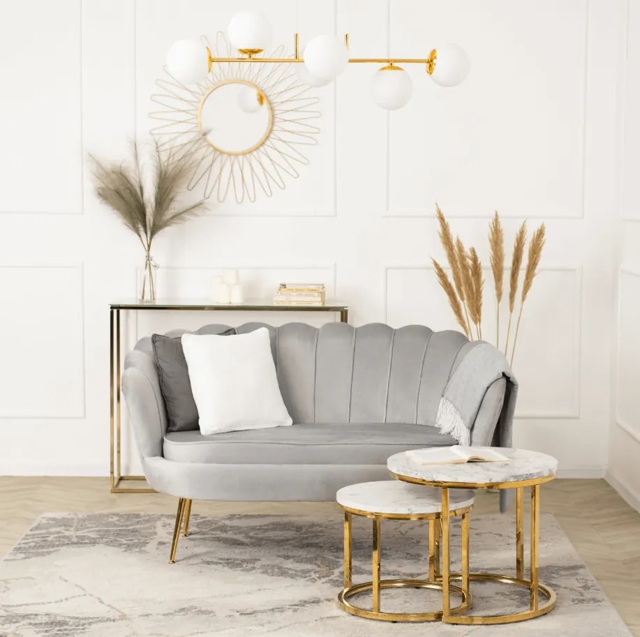 Vintino zamatová sedačka ZORAYA sivá