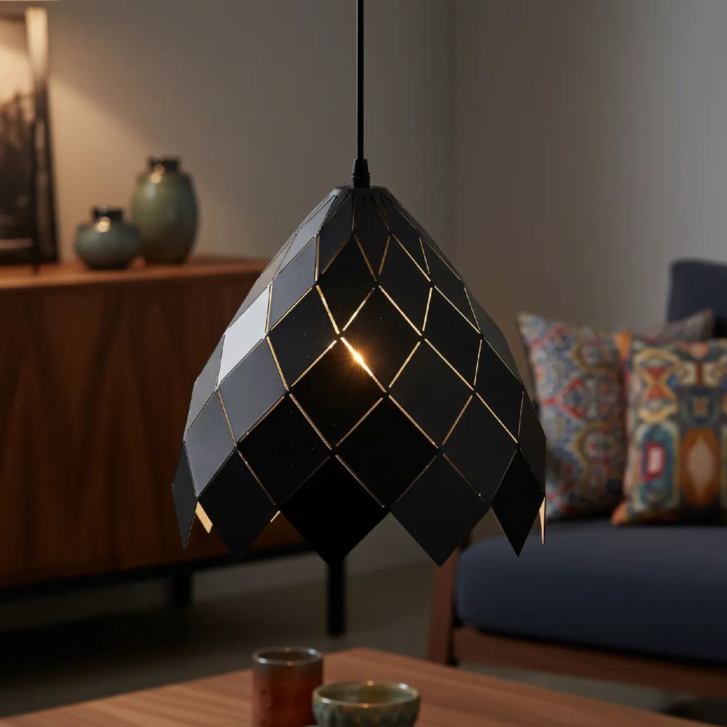 Toolight Toolight, závesná kovová stropná lampa 1xE27 APP338-1CP, čierna, OSW-05019