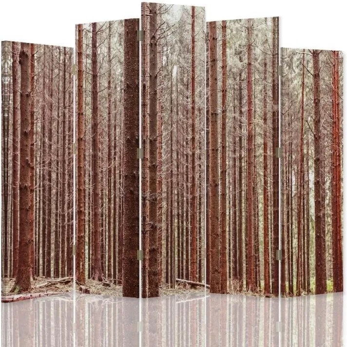 CARO Paraván - Larch Forest | päťdielny | obojstranný 180x180 cm