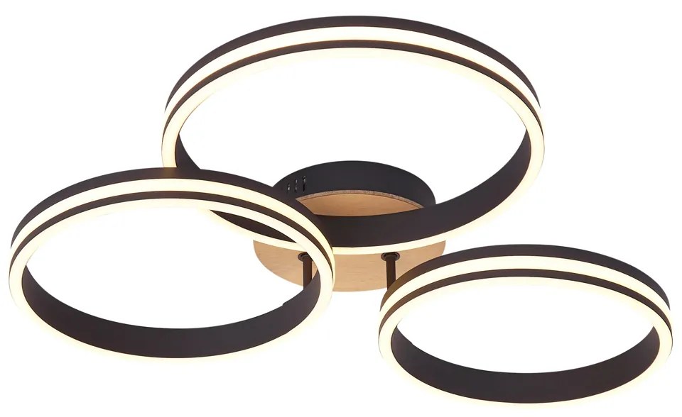 Stropné svietidlo drevené vrátane LED 3-krokové stmievateľné 3-svetlá - Navara