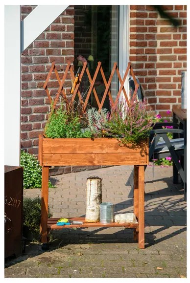 dobar Vyvýšený záhon s mriežkou, 79 x 28,5 x 130 cm (hnedá) (100371497)