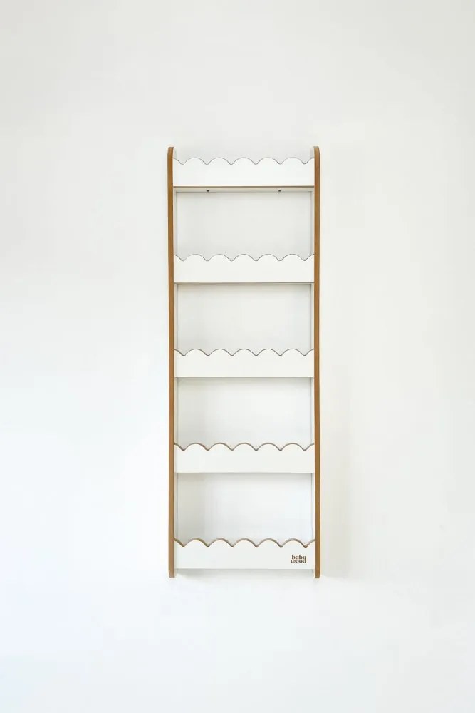 Detská nástenná polica veľká – 3 úrovne úložného priestoru Biela