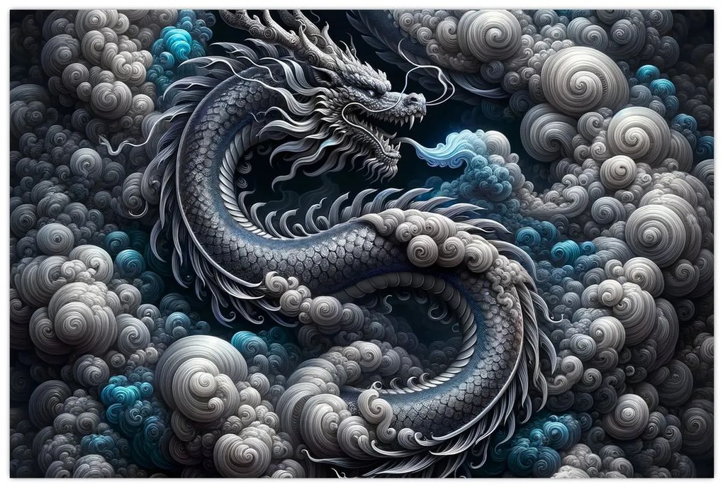 Obraz – Drak v dyme (90x60 cm)