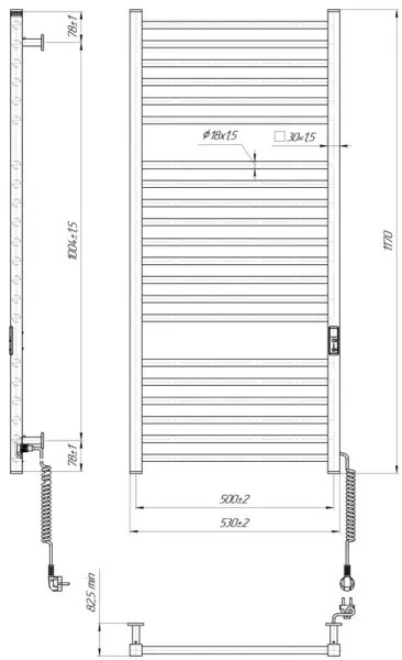 Kúpeľňový rebríkový radiátor HF DERBY 255W/230V 117x53 cm čierna