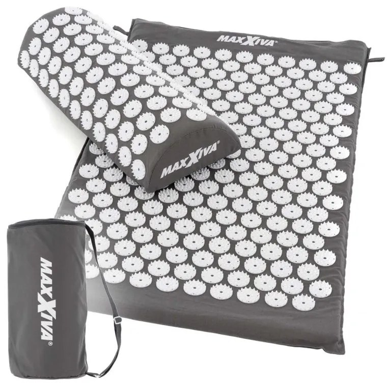 MAXXIVA 81552 Akupresúrna podložka s vankúšom, 75x42 cm, sivá