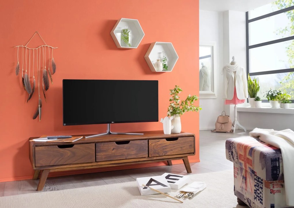 Bighome - SKANE TV stolík 134x34 cm, palisander, hnedá