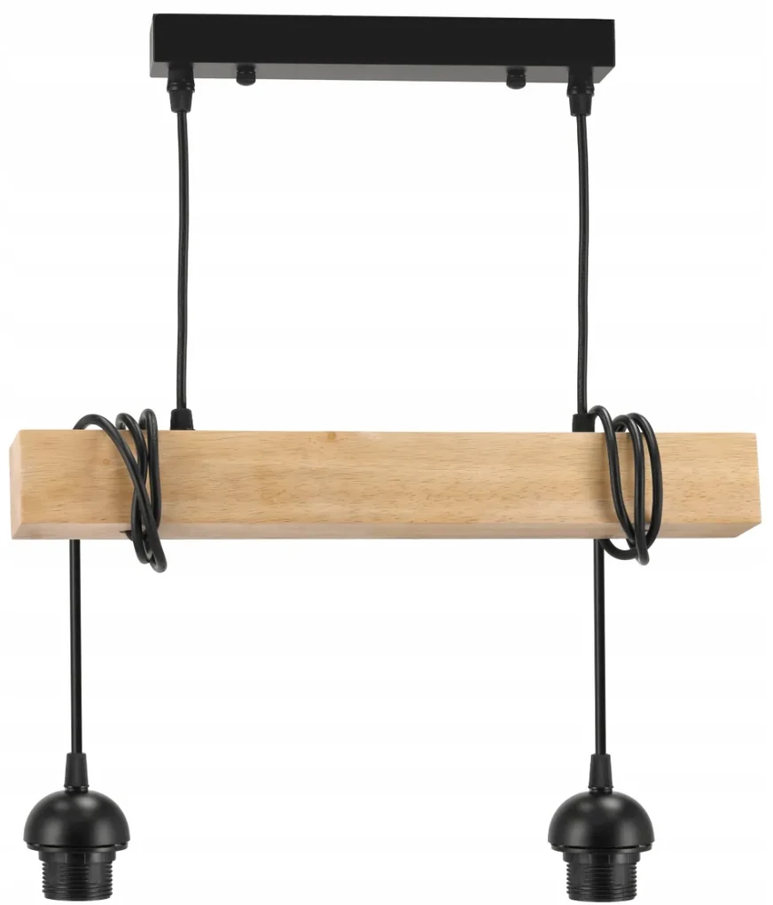 BERGE Závesné stropné svietidlo LED drevený trámový 2xE27 Luster Loft Lampshade Gold